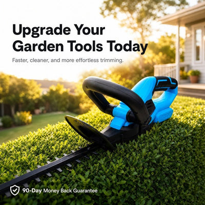 Yard Co cordless hedge trimmer for trimming hedges and shrubs in Australian gardens