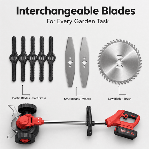 Three Blades Cordless Grass Trimmer – Powerful, Lightweight & Built for Effortless Yard Maintenance